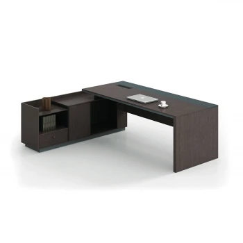 ADVANCE Desk Left 220x160cm Dark Walnut/Grey