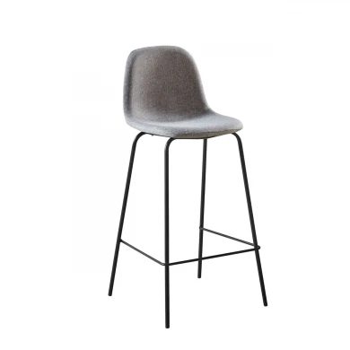 Celina bar stool with metallic legs in black color and fabric in grey color 47x51x97cm.