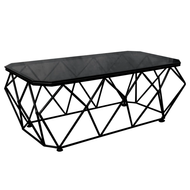 ACTON Coffee Table 123x63 Metal Black/Glass Smoke