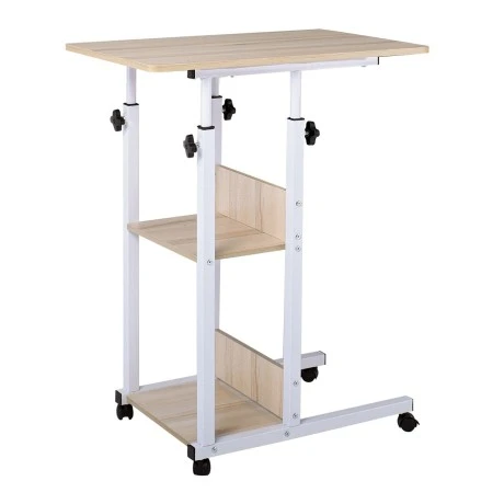 LIFT Side Table 60x40x68/85cm Steel White/Maple