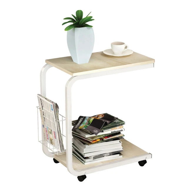 LAP Side Table 51x30x56cm Steel White/Maple