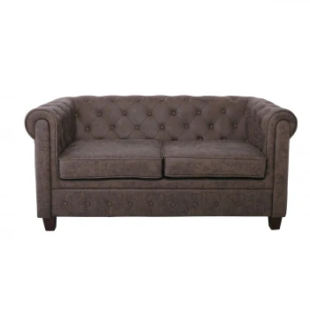 CHESTERFIELD-W  2-Seater Sofa Fabric Antique Brown