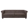 CHESTERFIELD-W  3-Seater Sofa Fabric Antique Brown