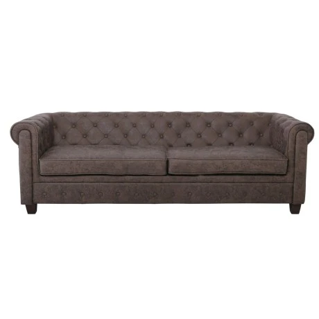 Kαναπές Chesterfield Newport τριθέσιος υφασμάτινος χρώμα antique καφέ 219x82x73εκ.