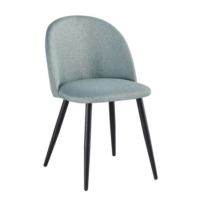 Bella chair with metallic legs in black color and fabric in mixed green color 50x57x81cm.