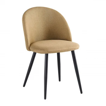 Bella chair with metallic legs in black color and fabric in gold brown color 50x57x81cm.