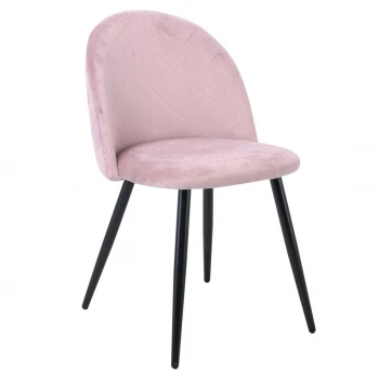 Bella chair with metallic legs in black color and fabric in velure dirty pink color 50x57x81cm.
