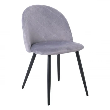 Bella chair with metallic legs in black color and fabric in velure grey color 50x57x81cm.