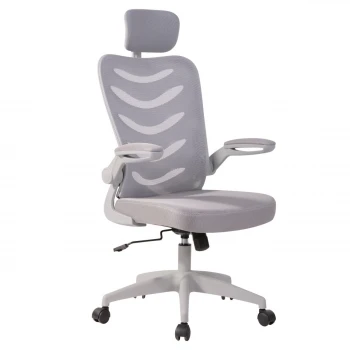 Manager armchair with Mesh fabric in grey color 61x65x118/128cm.