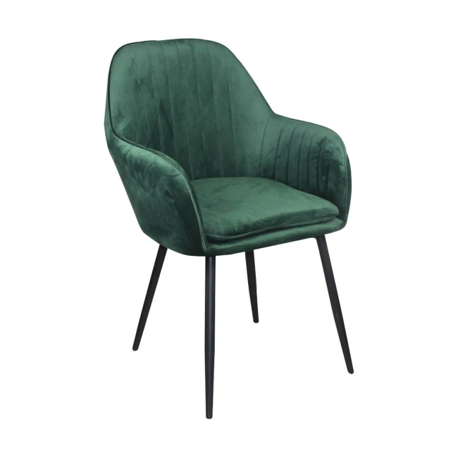 VALERY Armchair Steel Black/Fabric Velure Forest Green