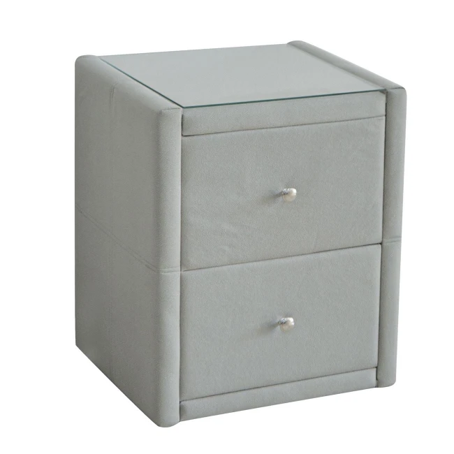 WILTON Bedside (with glass) 46x41x57cm Fabric Grey Stone