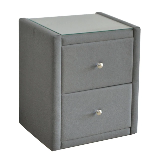 WILTON Bedside (with glass) 46x41x57cm Fabric Grey
