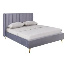 Κρεβάτι Passion ύφασμα velure χρώμα γκρι 160x200εκ.