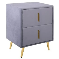 Κομοδίνο Passion ύφασμα velure χρώμα γκρι 51x40x65εκ.