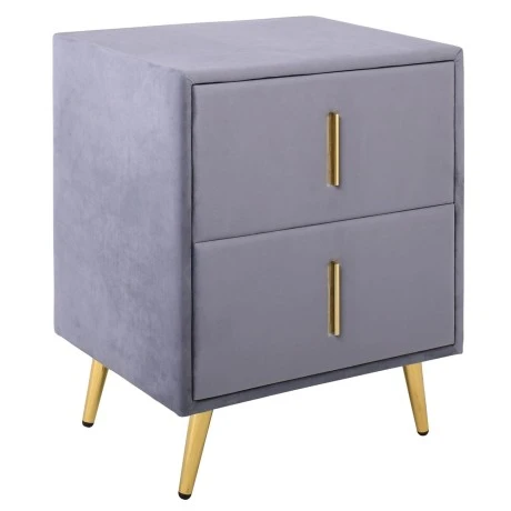 Κομοδίνο Passion ύφασμα velure χρώμα γκρι 51x40x65εκ.
