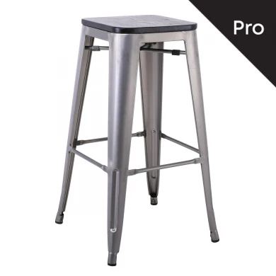 RELIX Wood Black Bar Stool-Pro Matte Metal