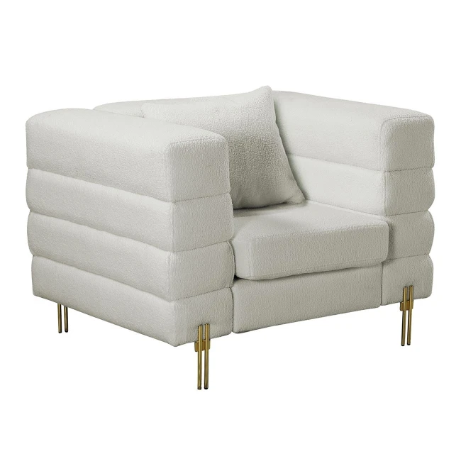 MORRIS Armchair White Teddy Fabric