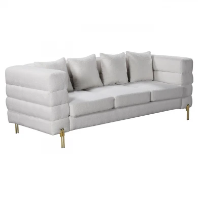MORRIS Sofa 3-Seater White Teddy Fabric