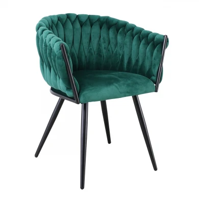 VERDI Armchair Metal Black/Fabric Velure Forest Green