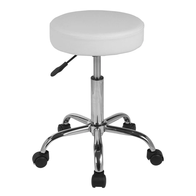 GLORY Stool Pu White/Chromed Base (Dia35x51/67cm)