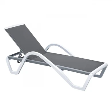 SUMMER K/D Sunlounger (w/arms) ALU, PP White, Textilene Grey