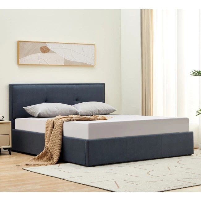 WALTER Gas Lift Bed (for Mattress 150x200cm) Grey Fabric