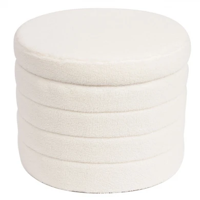 GROOVY Storage Stool Teddy Cream Fabric