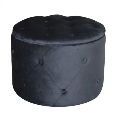 TRAVIS Storage Stool Velure Black Fabric