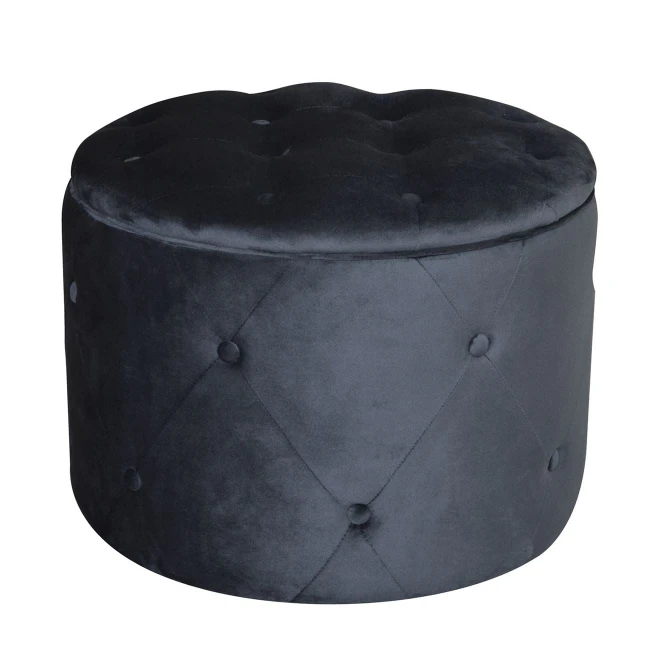 TRAVIS Storage Stool Velure Black Fabric
