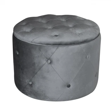 TRAVIS Storage Stool Velure Grey Fabric