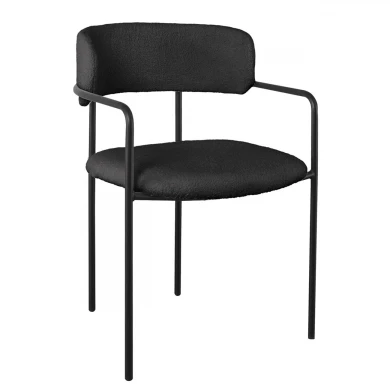 GILLAN Armchair Metal Black/Teddy Fabric Black