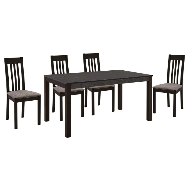 SABINIO Set (1+4) Dark Walnut/Fabric Camel/Melamine Greystone