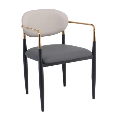 OLIVE Armchair Metal Black-Gold/Pu Light Grey-Dark Grey