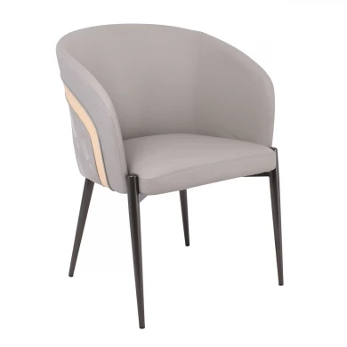LENA Armchair Metal Black Paint/Pu Light Grey