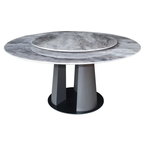 LAZY SUSAN Τραπέζι Ροτόντα με Περιστρεφόμενη επιφάνεια, Βάση Μέταλλο-Επιφάνεια Μάρμαρο Φ150-95x76cm