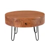 KARIM-W Coffee Table d.70x42 (1-Drawer) Acacia Natural Finish (Black Paint)