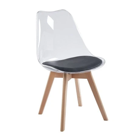 MARTIN Chair PET Clear/Pu Black (assembled cushion)
