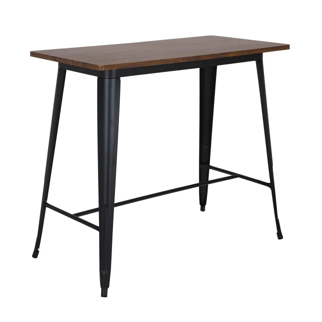 RELIX Wood Dark Oak Τραπέζι Bar-Pro, Μέταλλο Βαφή Μαύρο 120x60x102cm