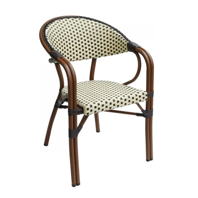 PARIS Armchair Alu Walnut/Wicker Beige-Brown