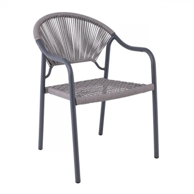 POLIS Armchair Metal Anthracite/Rope Wicker Grey