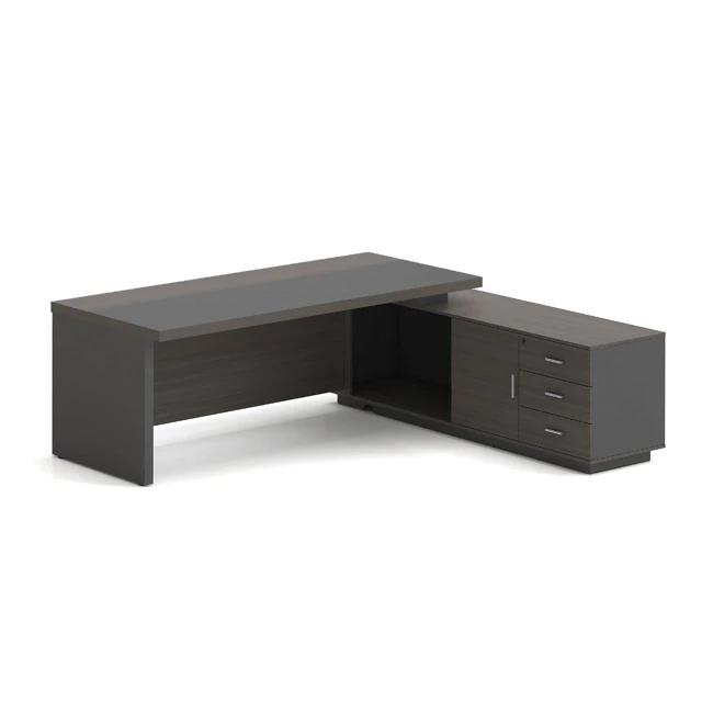 VIP Γραφείο Δεξιά Γωνία, Απόχρωση Grey Walnut 180x90x75/180x50x62 cm