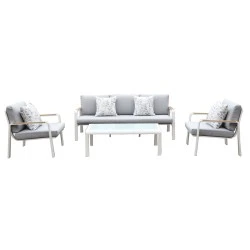 LATINO Set (4pcs) Alu White/Cushions Light Grey