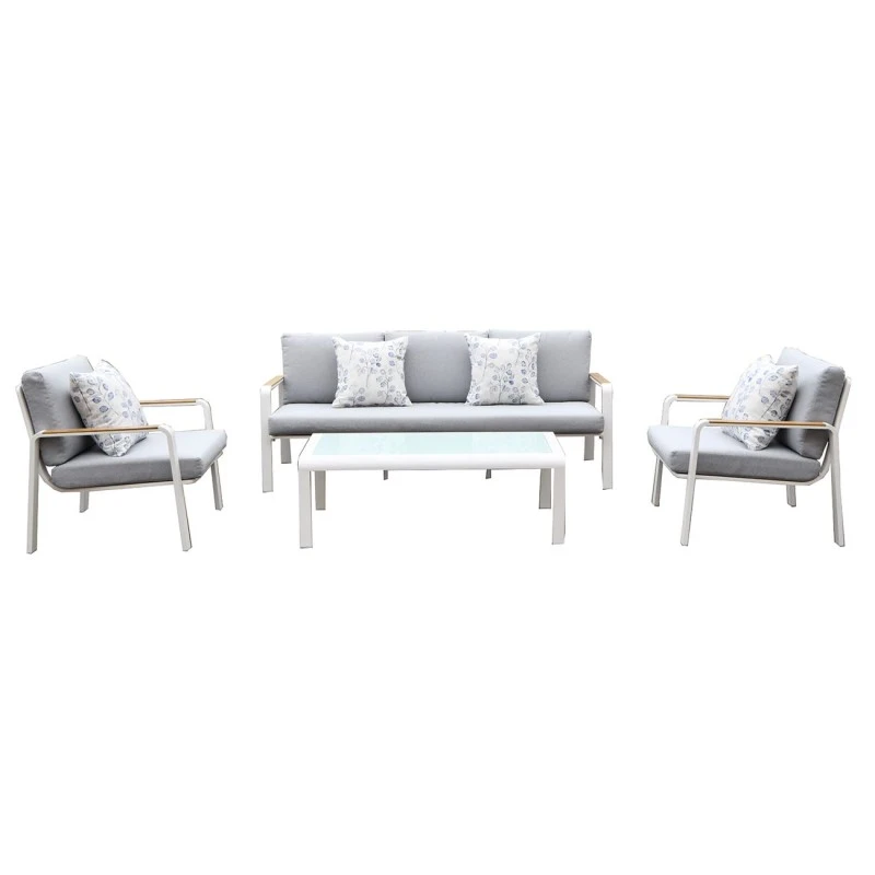 LATINO Set (4pcs) Alu White/Cushions Light Grey