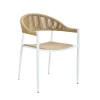 MALTA Armchair Metal White/PP-UV Beige/Rope Wicker Natural
