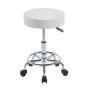 GLORY Stool (with footrest) Pu White/Chromed Base (D35x47/61cm)