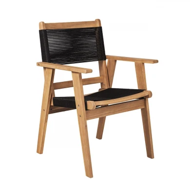 COFFEE Dining Armchair Acacia Natural, Rope Wicker Black
