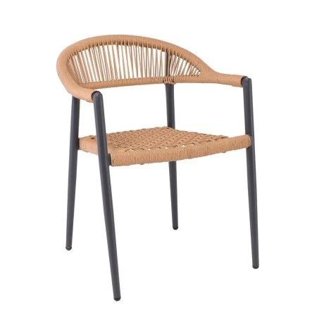 MADISON Armchair Alu Anthracite/Rope Wicker Natural