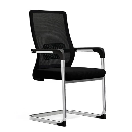 VISITOR Armchair/Chromed Frame/Black Mesh