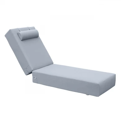 SUNLOUNGER 20cm Cushion w/Headrest Grey Fabric (Water Repellent) 196x60 Velcro