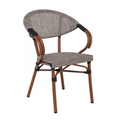 COSTA Armchair Alu Walnut/Textilene Beige